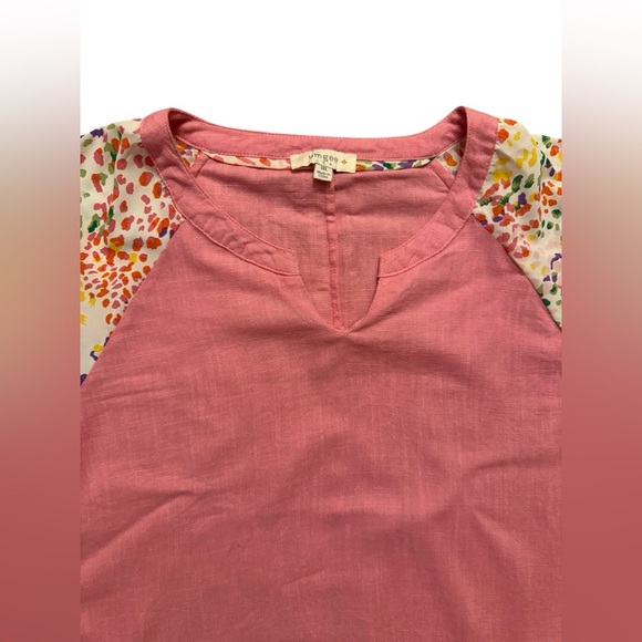 Umgee Blouse Womens 1XL Short Sleeve Pink Frayed Ruffled Cheetah Top Boho.   C42 - Picture 13 of 13